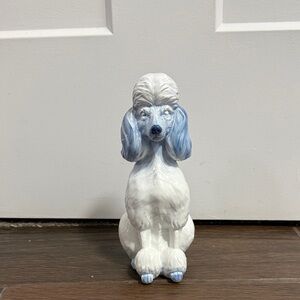 Elegant White and Blue Ceramic Poodle Figurine